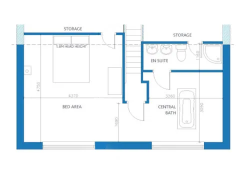 2D overhead plan of loft conversion in Derby