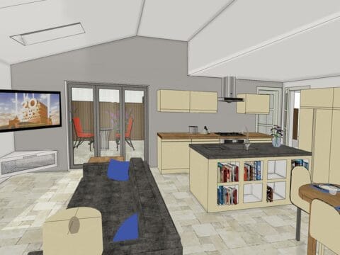 3D Architectural visual-of-living-kitchen in Darley Abbey, Derby