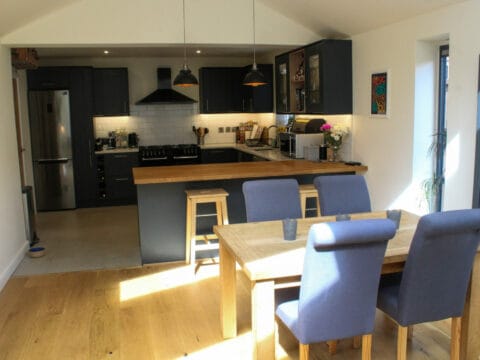 Colourful living kitchen extension in Etwall, Derby