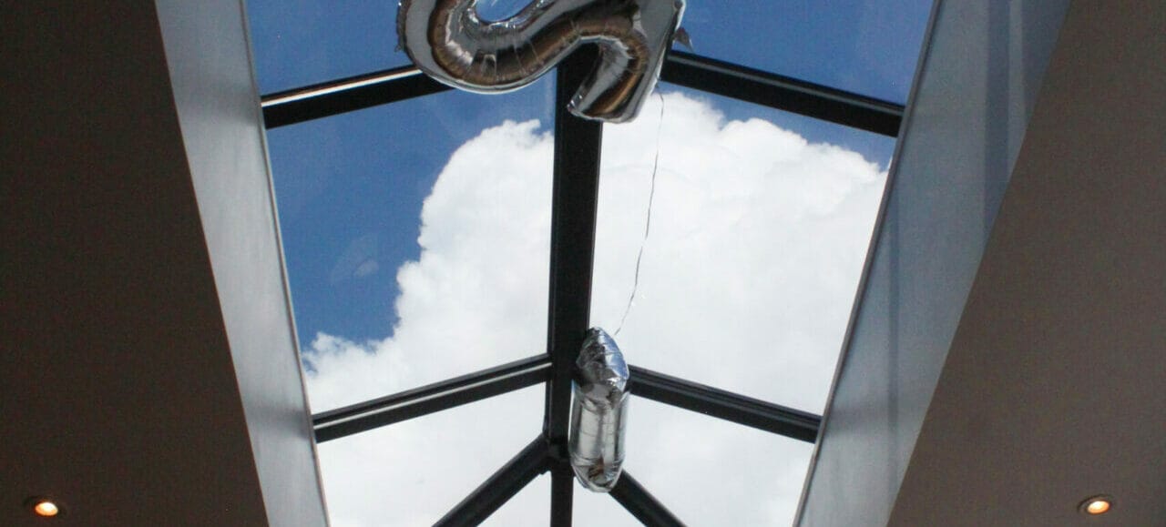 Looking through the roof lantern at the clouds