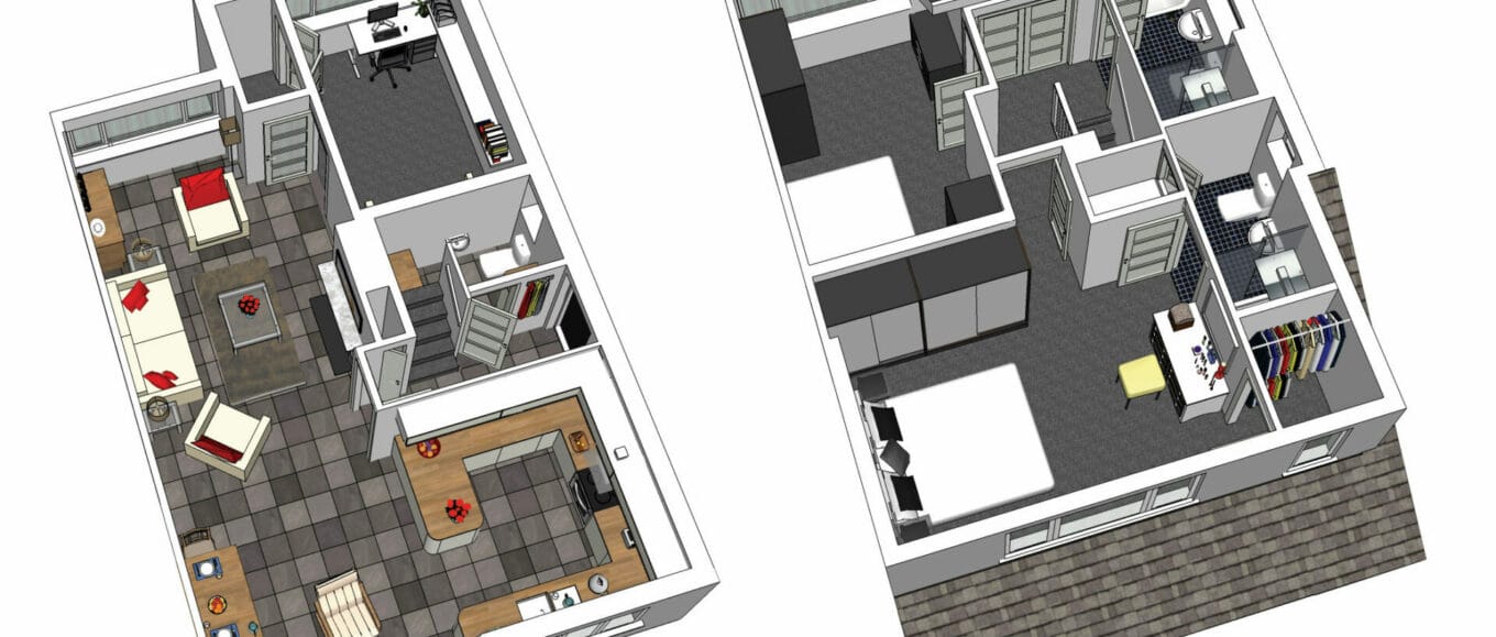 3D architect plans of bungalow floor layout in Derby