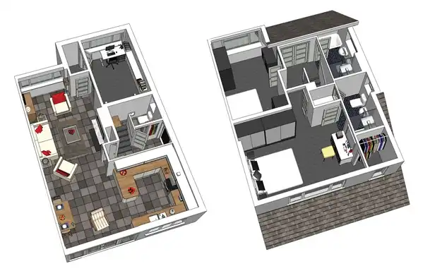 3D architect plans of bungalow floor layout in Derby