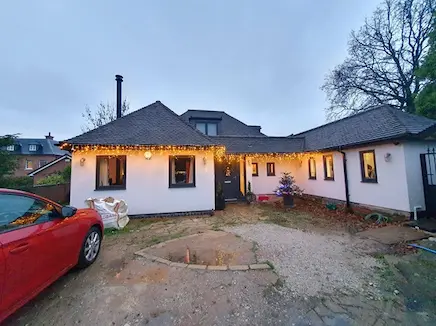 Front of an architecturally designed, renovated bungalow in Weston on Trent, Derby.