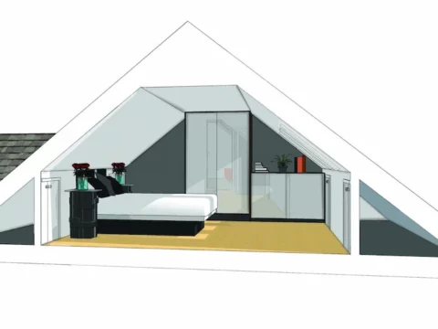 Architect drawings of the inside of a loft conversion design