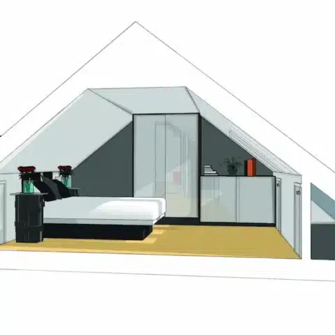 Architect drawings of the inside of a loft conversion design