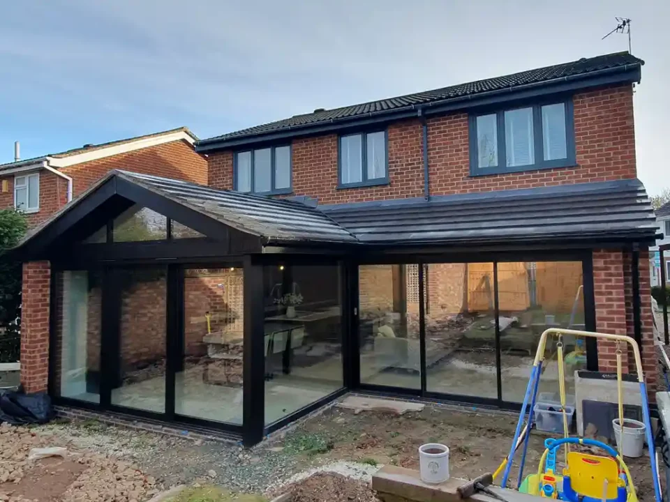 glazed single storey rear, house extension