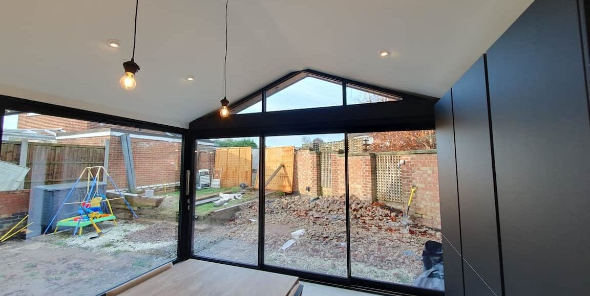 Apex glazing roof in a open plan extension