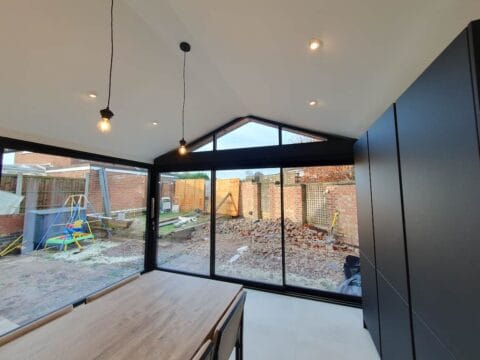 Apex glazing roof in a open plan extension